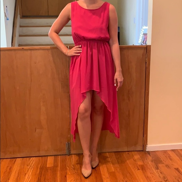 open lace back dress Hot Pink